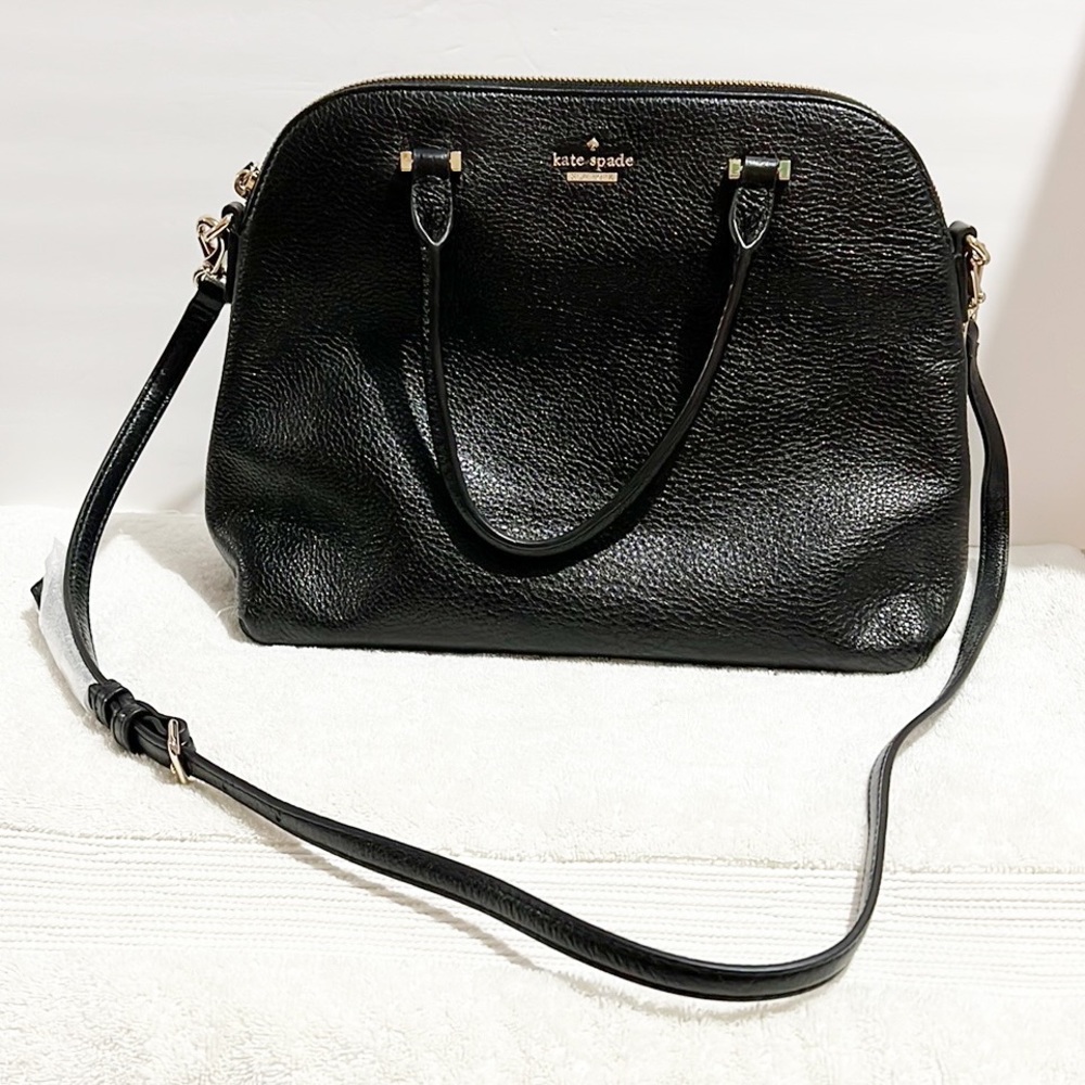 Kate Spade Black Sadie Dome Satchel Crossbody Bag Career Travel Work Leather